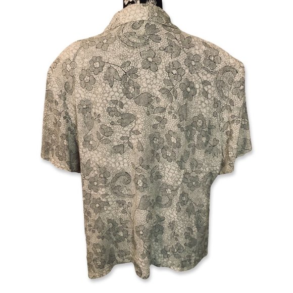 Dressbarn Collar Short Sleeve Button Up Floral Womens 20W White - Picture 3 of 8